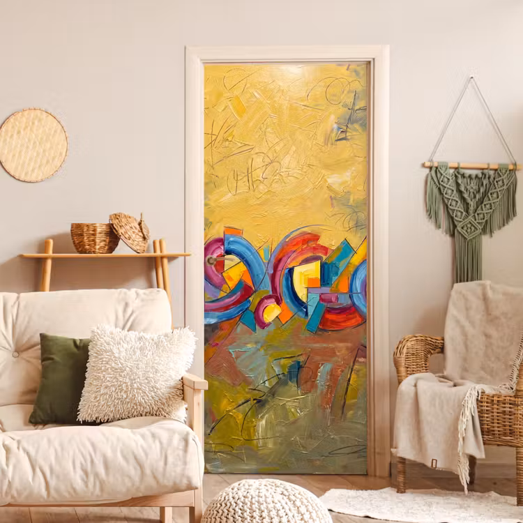 Abstract - Cirkels - Schilderij - Kleurrijk - Dynamisch deurposter klein -sfeer2