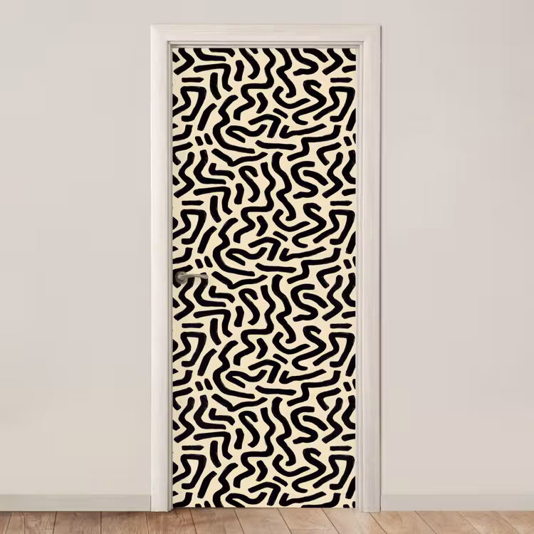 Abstract - Lijnen - Zwart deurposter klein 289 -3d_beige