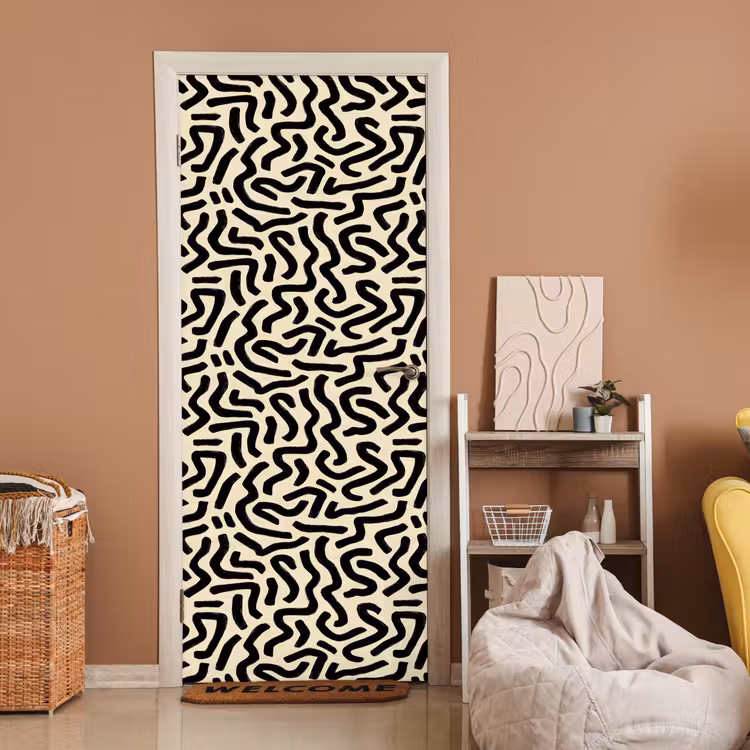 Abstract - Lijnen - Zwart deurposter klein 289 -sfeer1