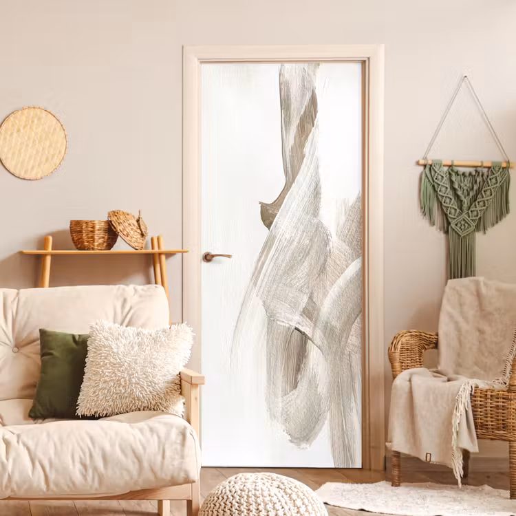 Abstract - Moderne kunst - Beige deurposter klein -sfeer2