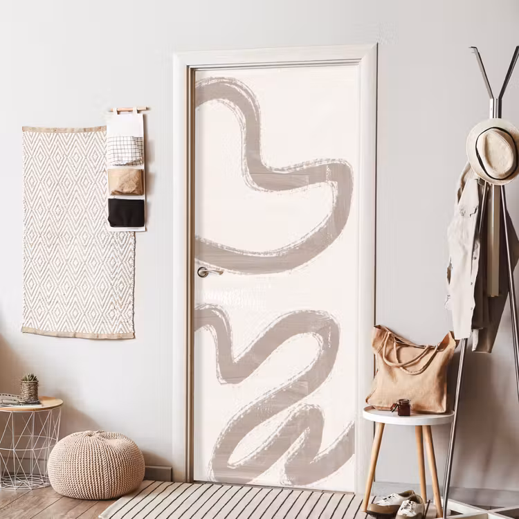 Abstract - Moderne kunst - Beige deurposter klein -sfeer6