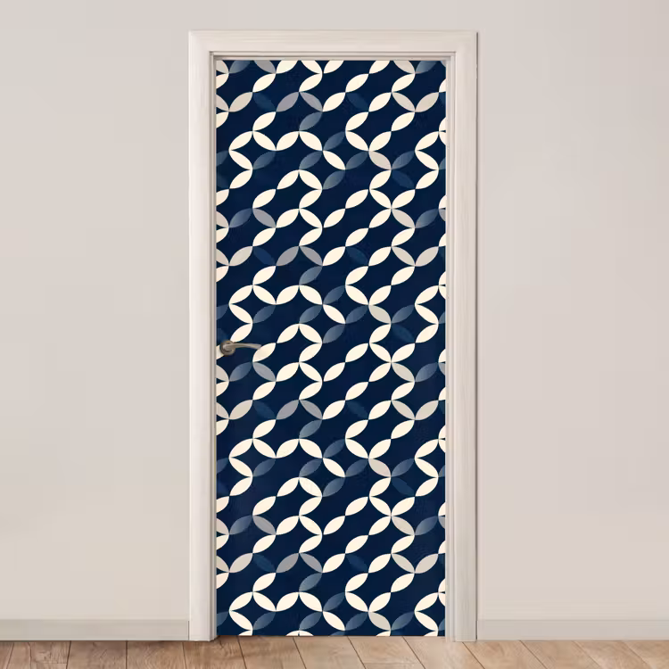 Abstract - Patroon - Blauw deurposter klein 289 -3d_beige