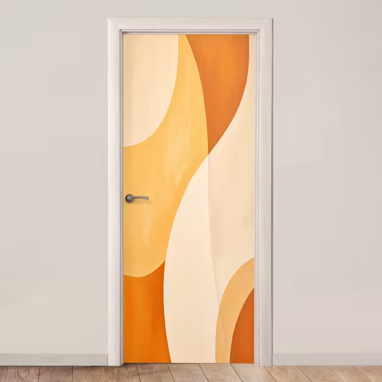 Abstract - Patroon - Modern - Beige - Oranje deurposter klein -3d_beige