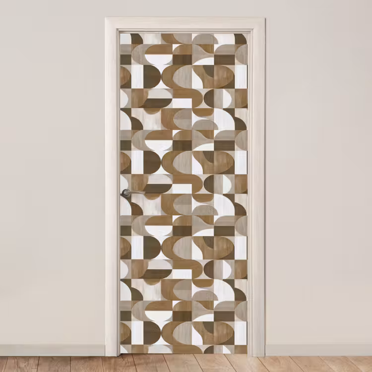 Abstract - Retro - Bruin deurposter klein 289 -3d_beige