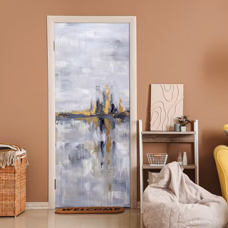 Abstract - Structuur - Goud - Grijs - Modern deurposter klein -sfeer1