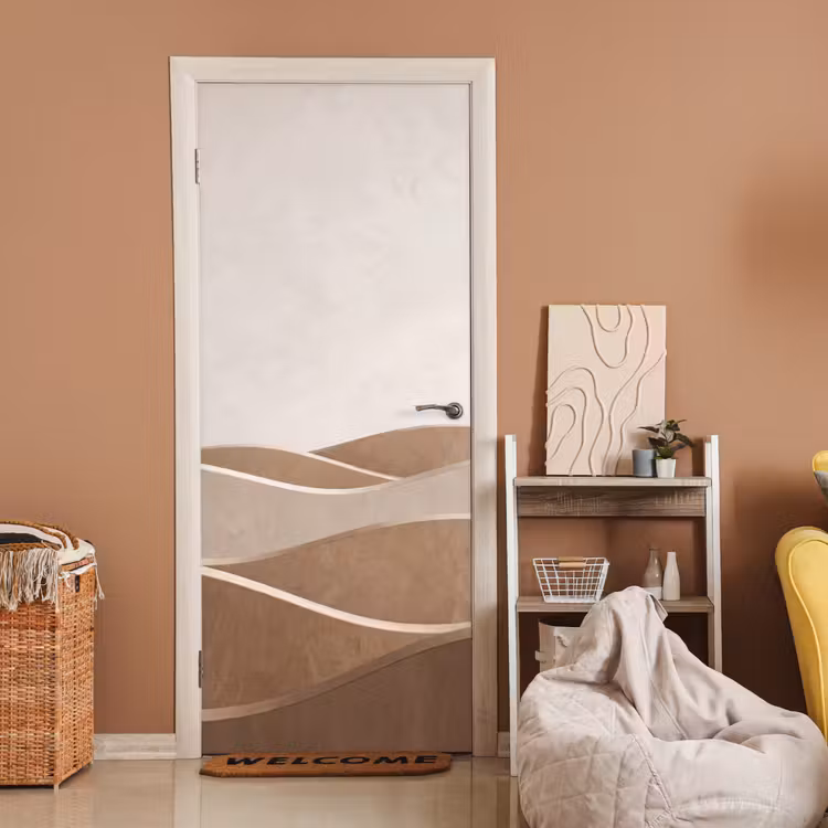 Abstract - Golven - Modern - Beige deurposter klein -sfeer1