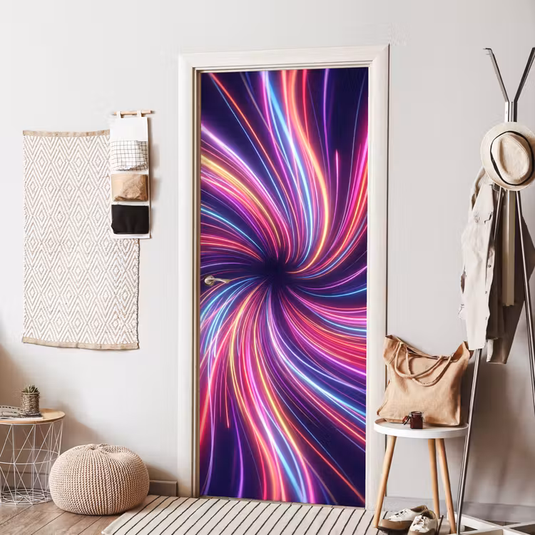 Abstract - Swirl - Futuristic - Neon deurposter klein -sfeer6