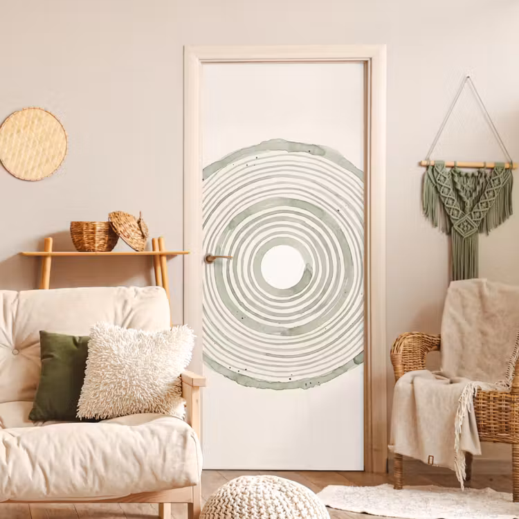 Abstractie - Cirkels - Waterverf - Groen - Modern deurposter klein -sfeer2