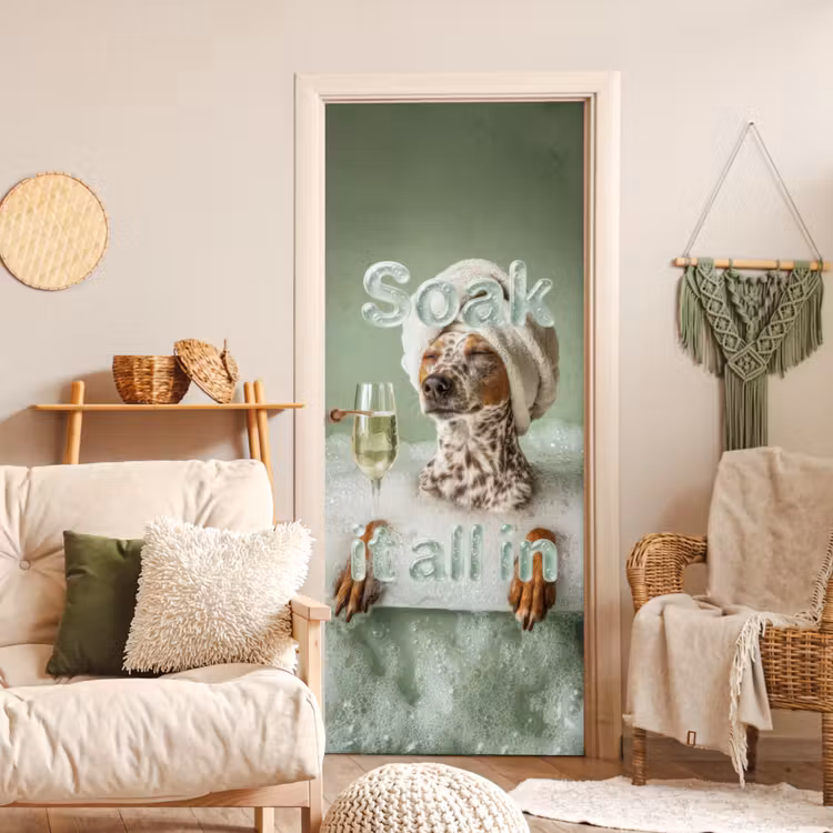 Soak it all in - Hond - Bad deurposter klein -sfeer2
