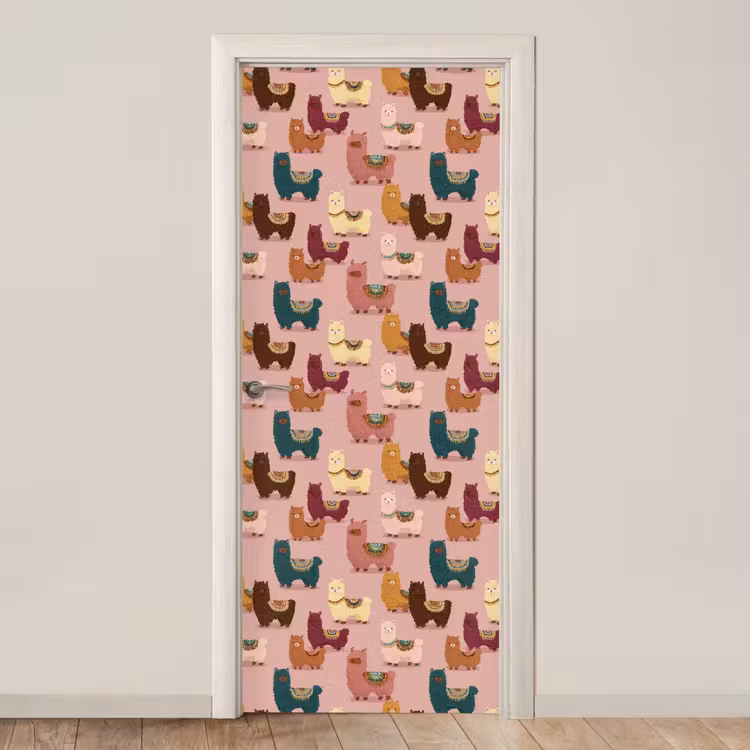 Alpaca's - Patroon - Kleurrijk deurposter klein 289 -3d_beige