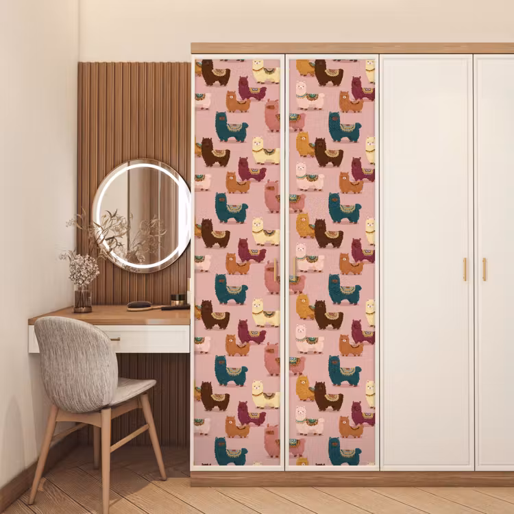 Alpaca's - Patroon - Kleurrijk deurposter klein 289 -sfeer3