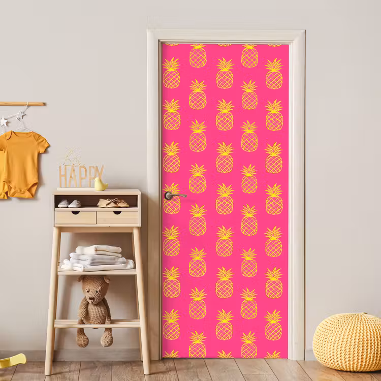 Ananas - Trendy - Roze deurposter klein 289 -sfeer4