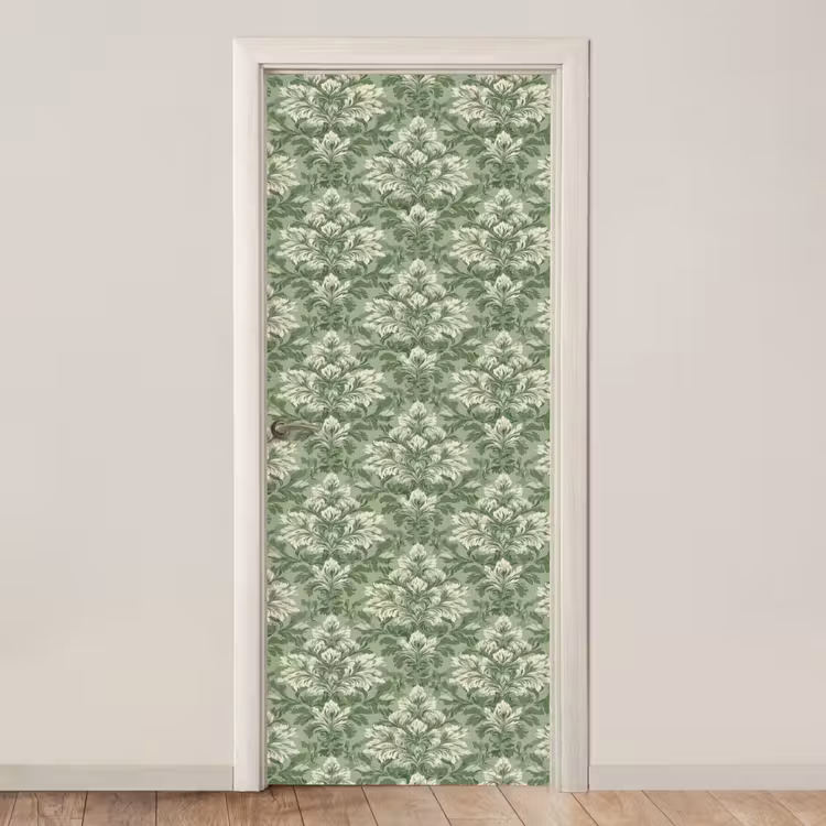 Sierlijk - Lichtgroen - Planten - Patroon - Getailleerd deurposter klein 289 -3d_beige