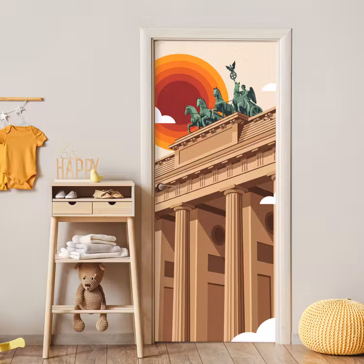 Architectuur - Brandenburg - Berlijn - Zonsondergang - Historisch deurposter klein -sfeer4