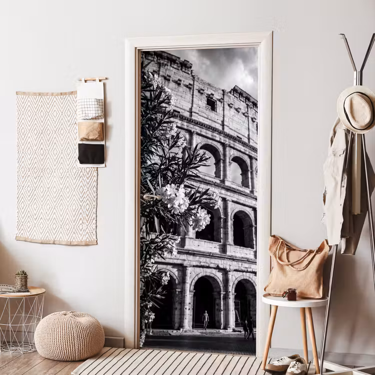 Architectuur - Colosseum - Rome - Historisch - Zwart-wit deurposter klein -sfeer6