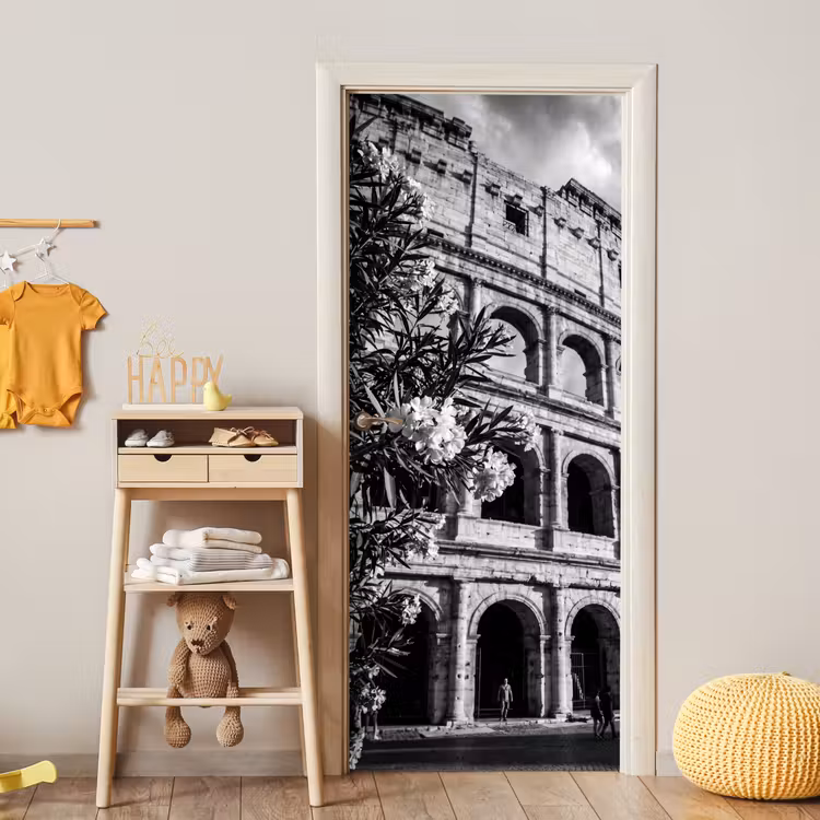 Architectuur - Colosseum - Rome - Historisch - Zwart-wit deurposter klein -sfeer4