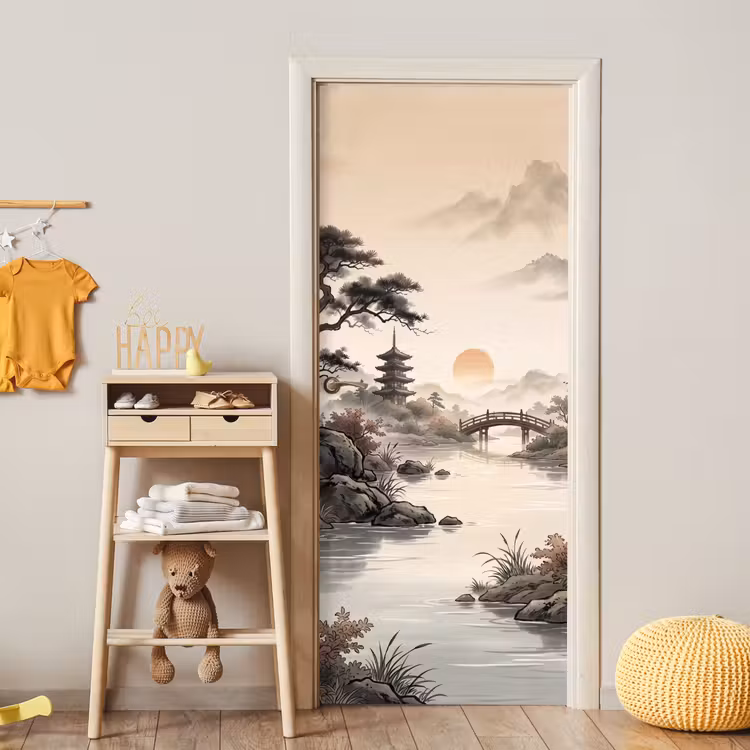 Azië - Landschap - Kleurrijk deurposter klein -sfeer4