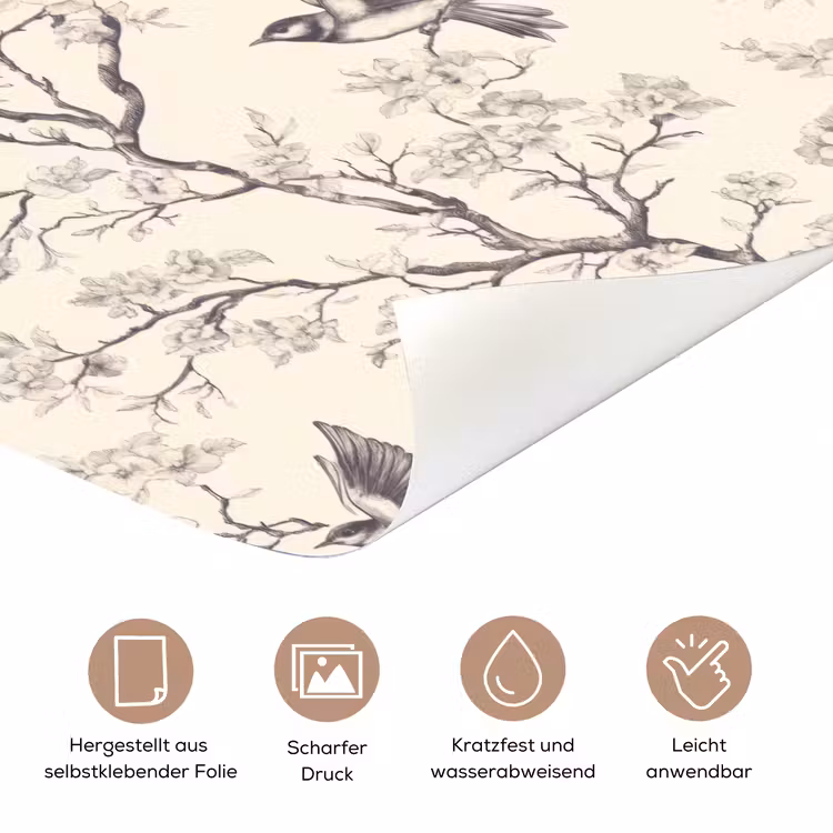 Takken - Vogels - Beige deurposter klein 289 -tcloseup_DE
