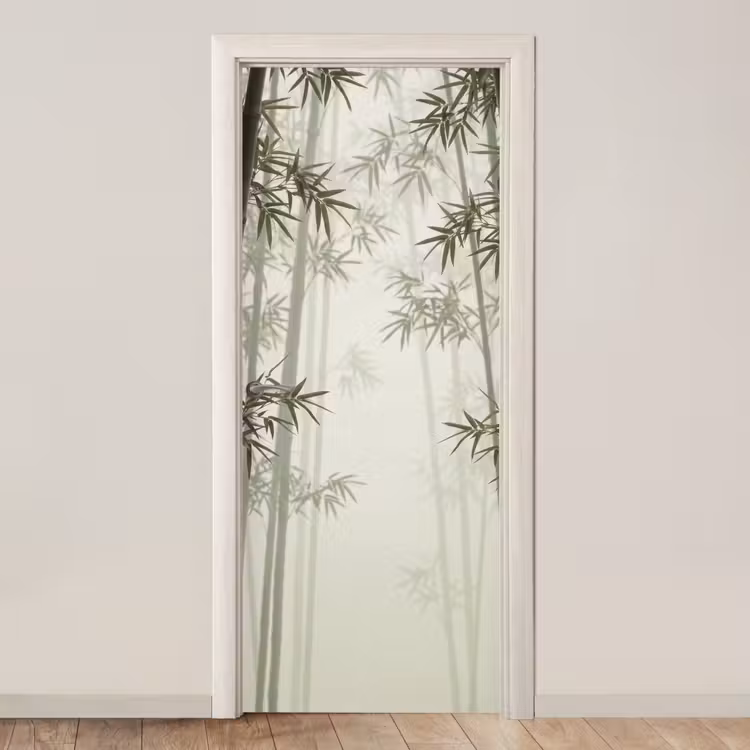 Bamboe - Bos - Mist - Natuur deurposter klein -3d_beige