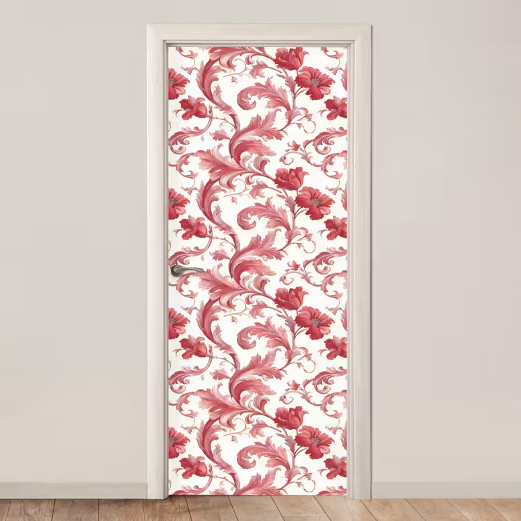 Barok - Patroon - Rood deurposter klein 289 -3d_beige