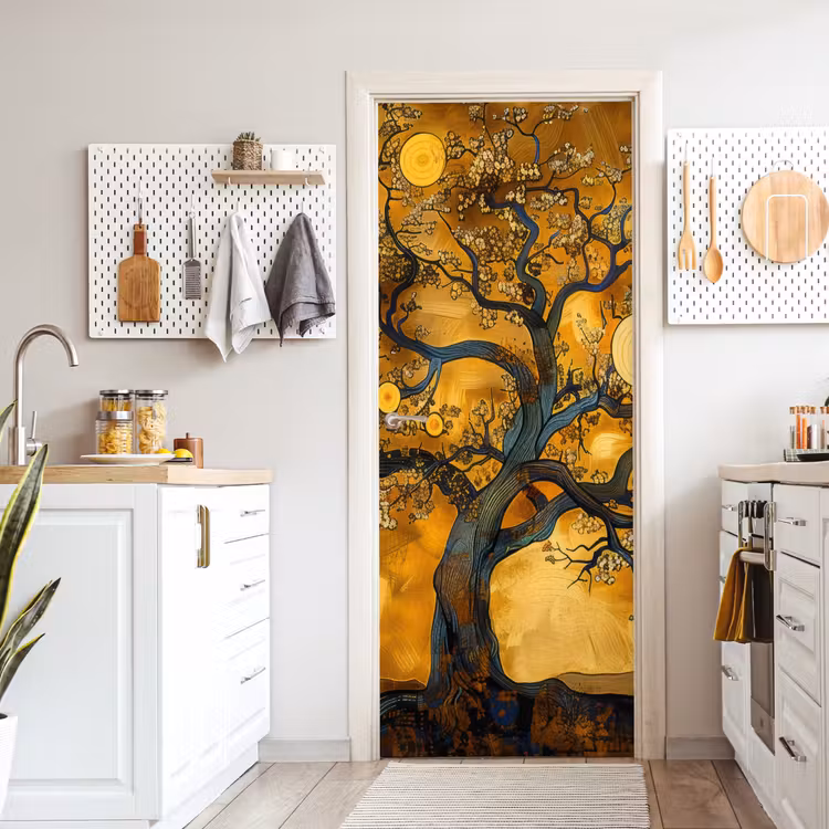 Boom - Levensboom - Abstract - Goud deurposter klein -sfeer5