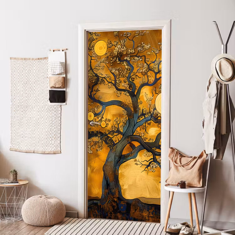 Boom - Levensboom - Abstract - Goud deurposter klein -sfeer6