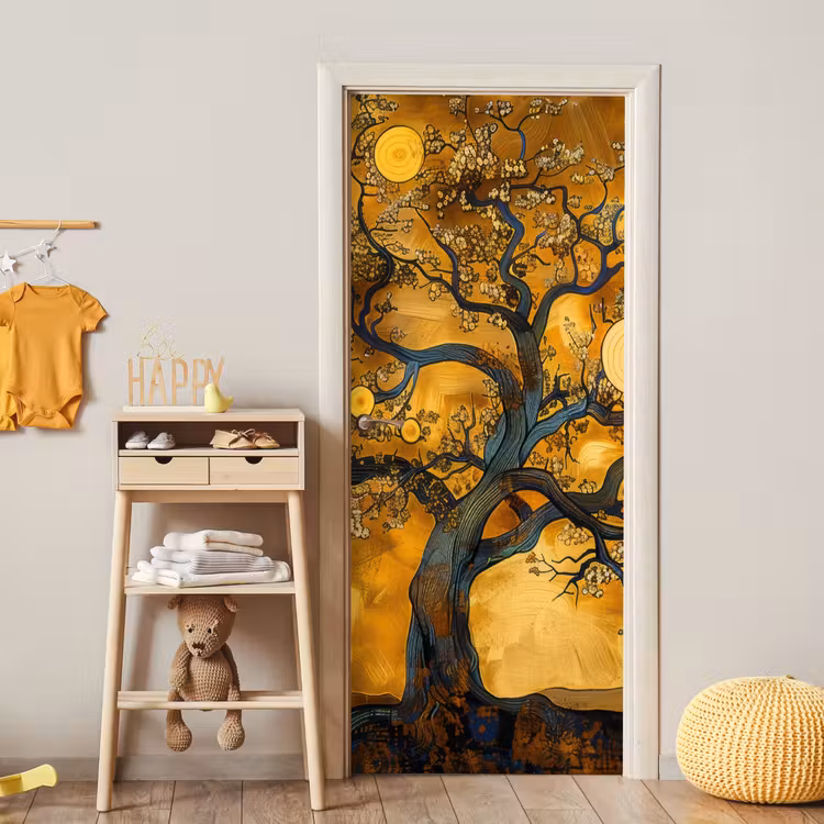 Boom - Levensboom - Abstract - Goud deurposter klein -sfeer4