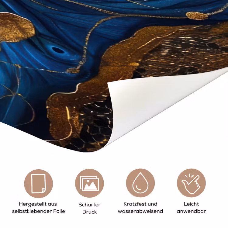 Boom - Levensboom - Blauw - Goud deurposter klein -tcloseup_DE