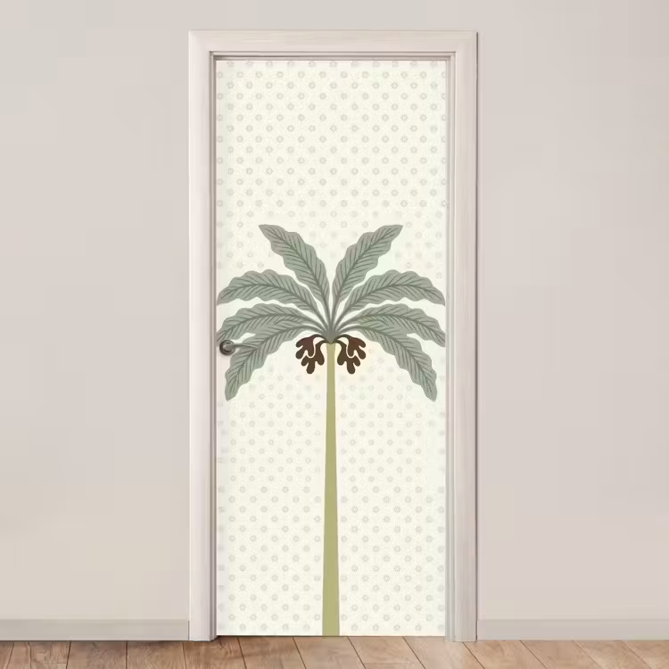 Boom - Bladeren - Groen - Decoratief - Beige deurposter klein -3d_beige