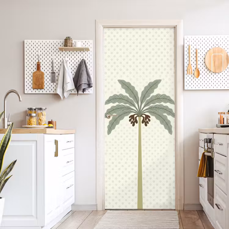 Boom - Bladeren - Groen - Decoratief - Beige deurposter klein -sfeer5