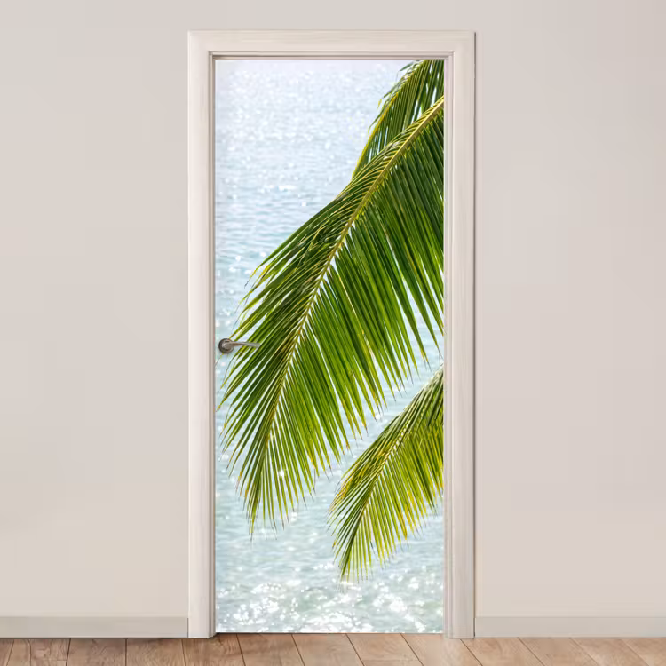 Boom - Bladeren - Water - Tropisch - Groen deurposter klein -3d_beige