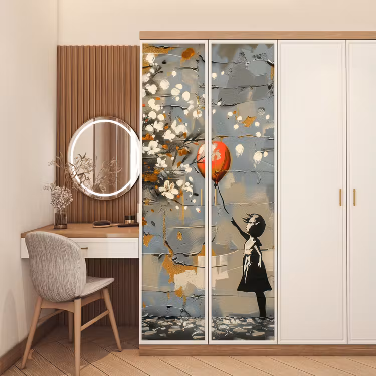 Boom - Graffiti - Banksy Style - Balloon Girl deurposter klein -sfeer3