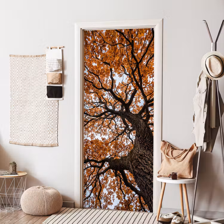 Boom - Bladerdak - Herfst - Oranje - Sfeervol deurposter klein -sfeer6