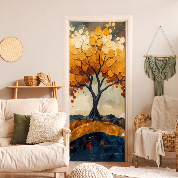 Boom - Natuur - Goud - Modern deurposter klein -sfeer2