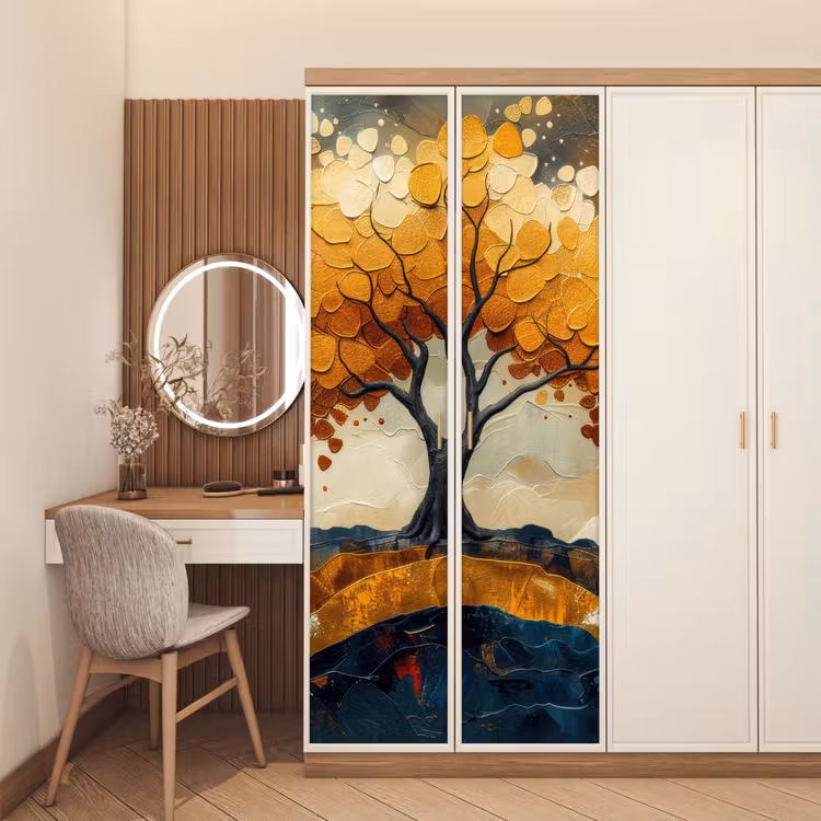 Boom - Natuur - Goud - Modern deurposter klein -sfeer3