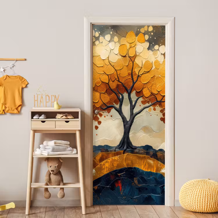Boom - Natuur - Goud - Modern deurposter klein -sfeer4