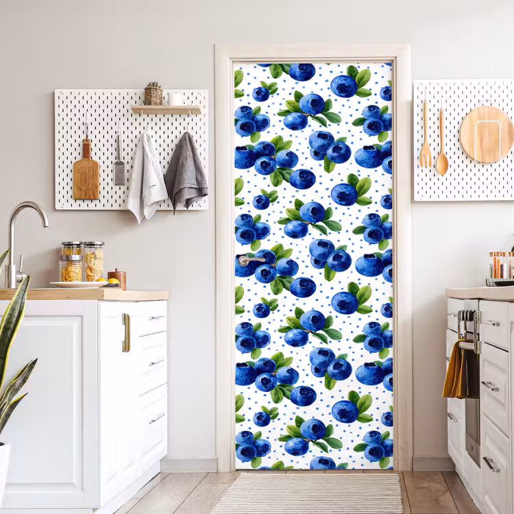 Bessen - Patroon - Blauw deurposter klein 289 -sfeer5