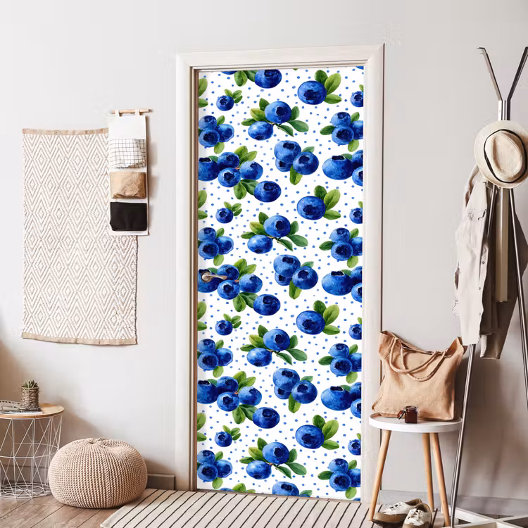 Bessen - Patroon - Blauw deurposter klein 289 -sfeer6