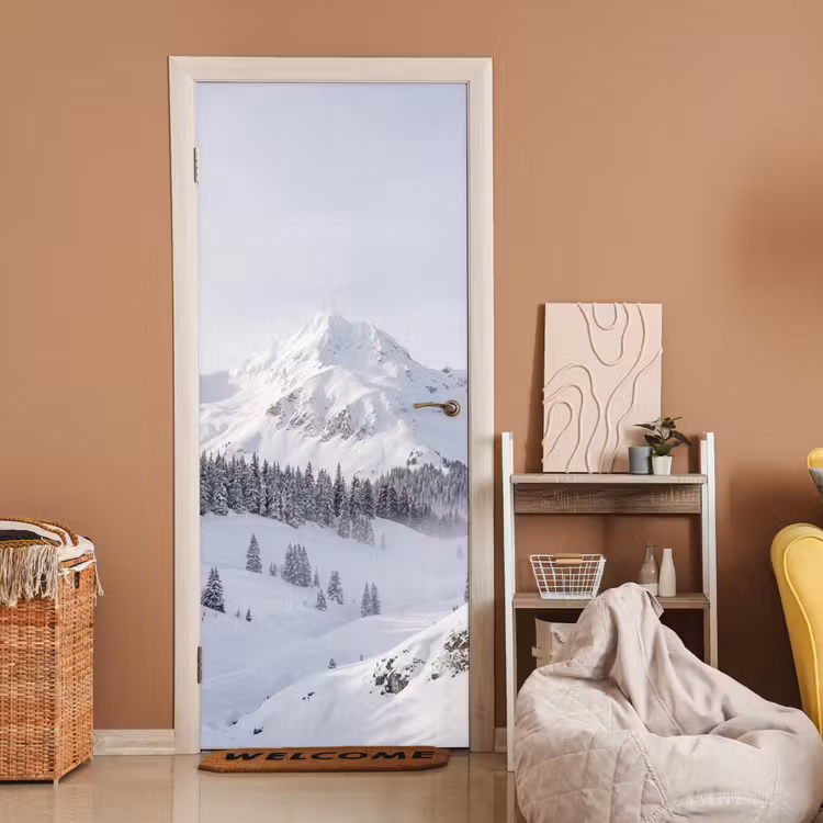 Berg - Sneeuw - Winter - Natuur - Wit deurposter klein -sfeer1