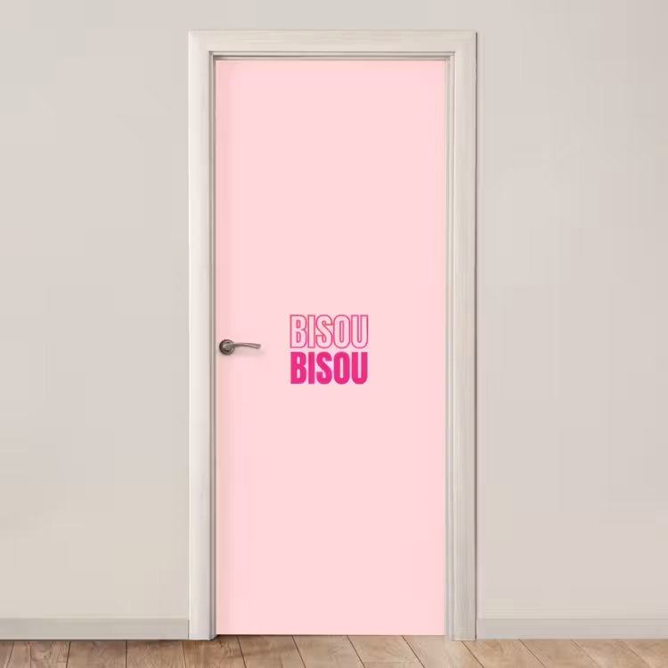 Bisou - Roze - Minimalistisch deurposter klein -3d_beige