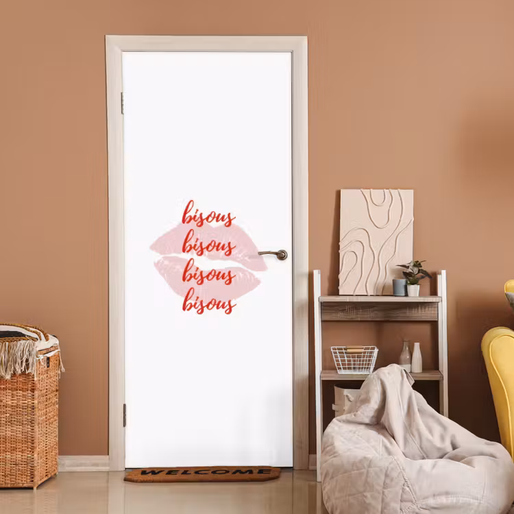 Bisous - Lip - Wit - Rood deurposter klein -sfeer1