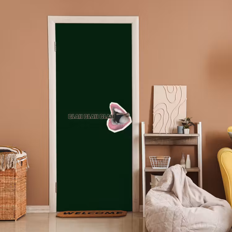 BLAH BLAH BLAH - Mond - Groen deurposter klein -sfeer1