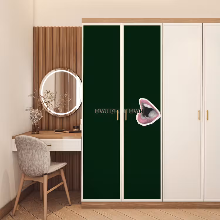 BLAH BLAH BLAH - Mond - Groen deurposter klein -sfeer3