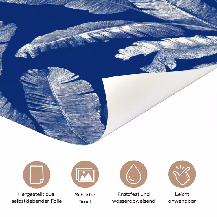 Blad - Palm - Blauw deurposter klein 289 -tcloseup_DE