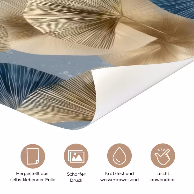 Bladeren - Abstract - Goud - Blauw deurposter klein -tcloseup_DE