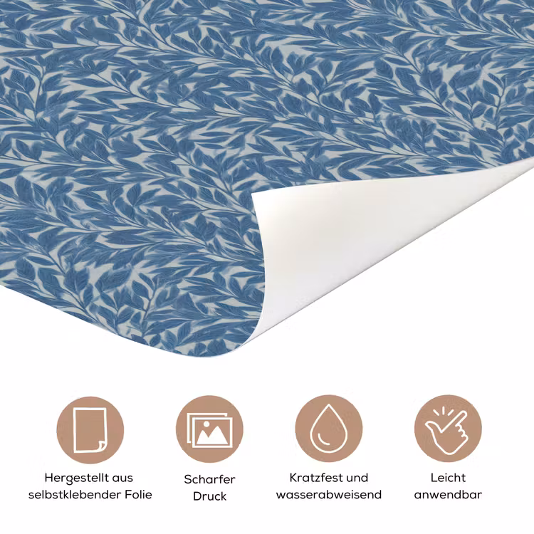 Bladeren - Klassiek - Patroon - Donkerblauw - Vintage deurposter klein 289 -tcloseup_DE
