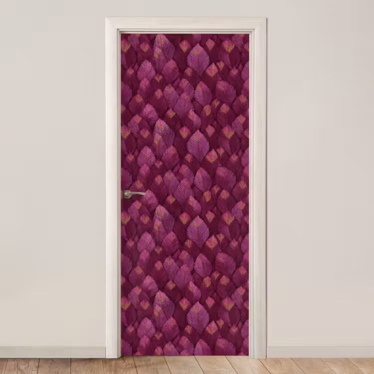 Bladeren - Patroon - Burgundy deurposter klein 289 -3d_beige