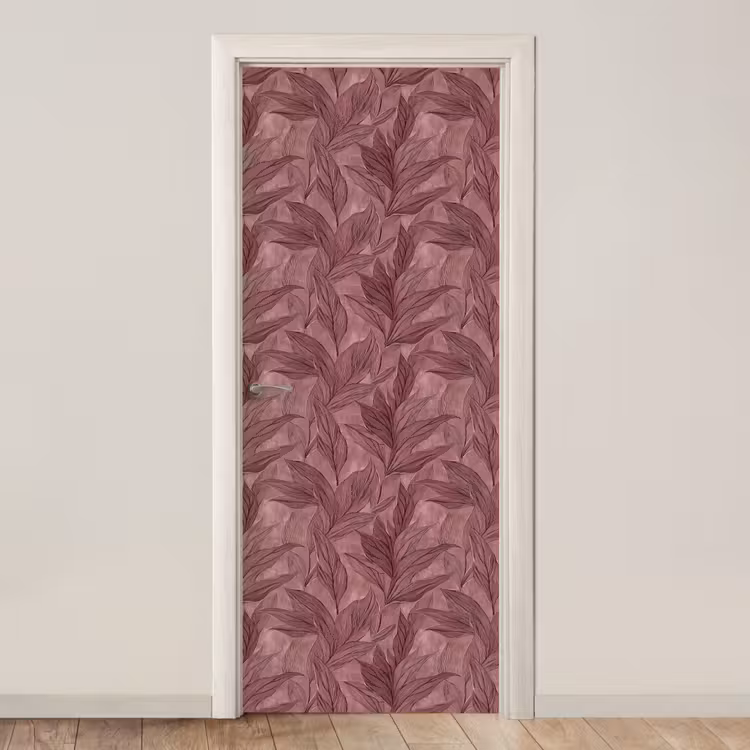 Bladeren - Patroon - Paars deurposter klein 289 -3d_beige