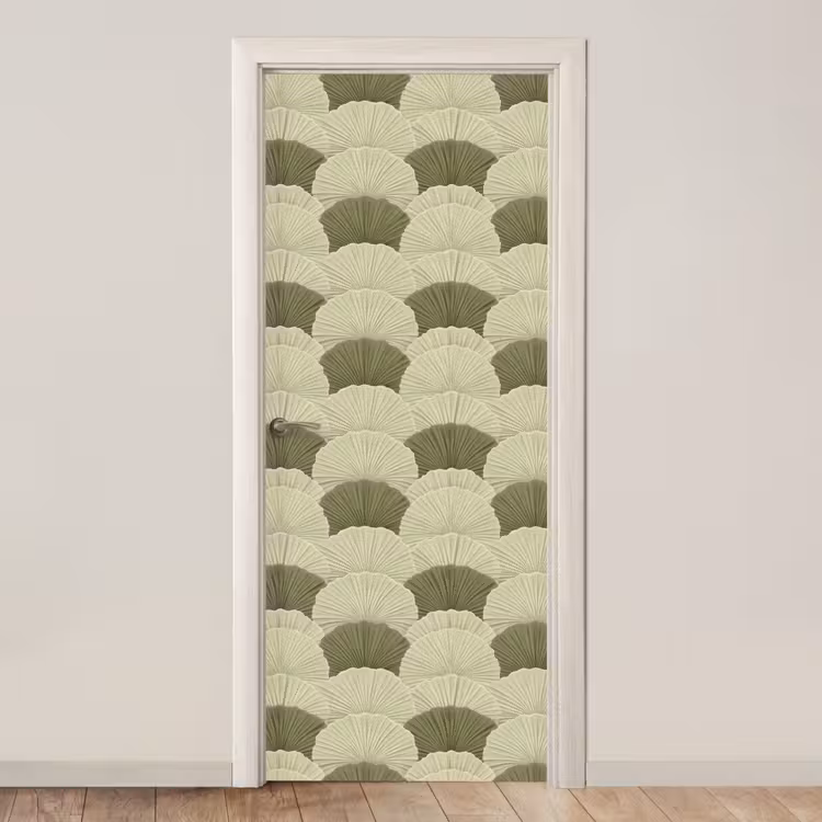 Bladeren - Structuur - Groen deurposter klein 289 -3d_beige