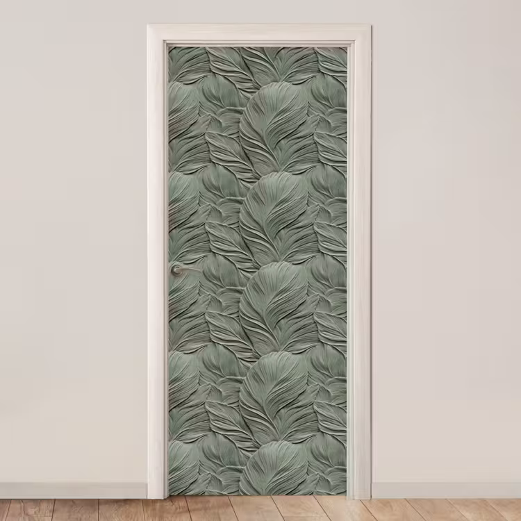 Bladeren - Textuur - Groen deurposter klein 289 -3d_beige